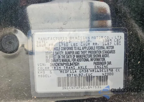 2014 Nissan Versa S z USA, uszkodzony, nr VIN 3N1CN7AP1EL847531